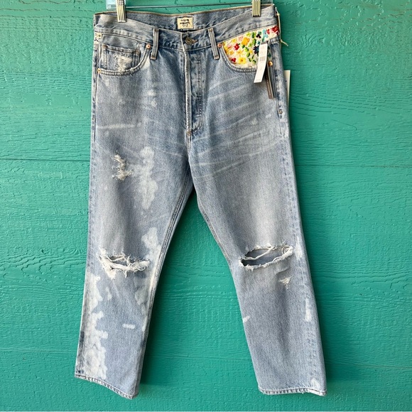 Citizens of Humanity Gia High-Rise Straight Jeans Floral embroidery SIZE 28 NWT - Picture 3 of 11